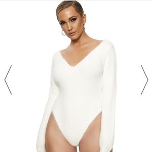 Naked Wardrobe FEELIN’ SO FUZZED BODYSUIT